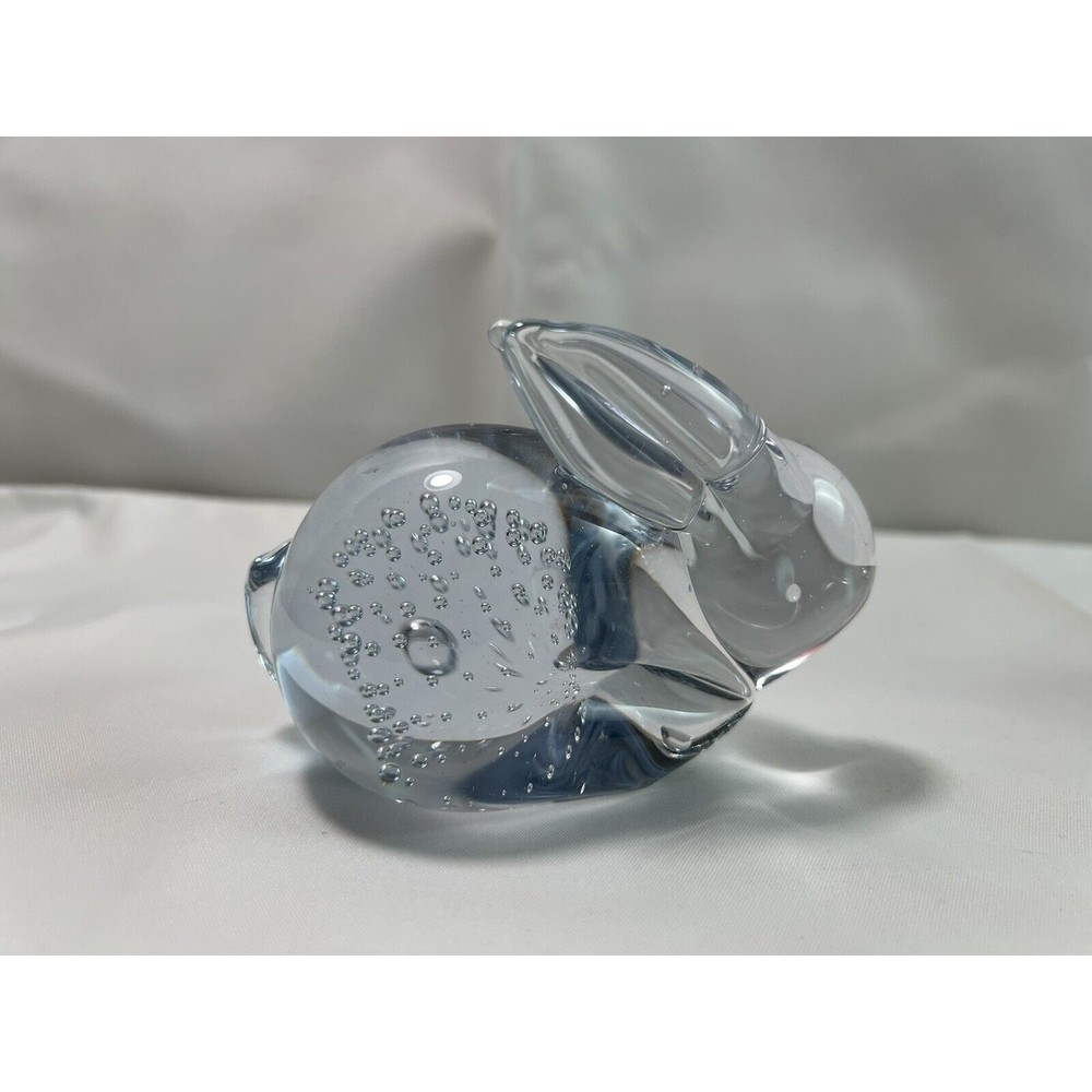 Vintage Handblown Controlled‎ Bubble Glass Art Rabbit Bunny Paperweight Figurine